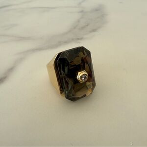 NWOT Swarovski Numina Octagon-cut Statement Cocktail Ring in Gold and Gray 60